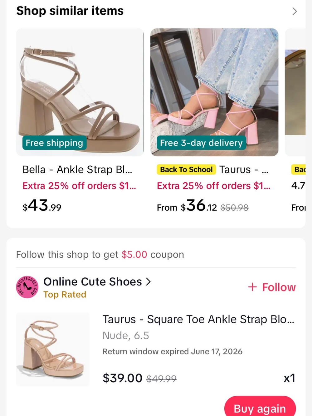 TOP Moda Strappy Square Toe Block Heels in Nude